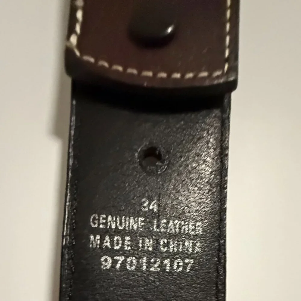 Larry Mehan Leather Belt‎ Sz 34 Western Silver Star Concho Intricate Stitching